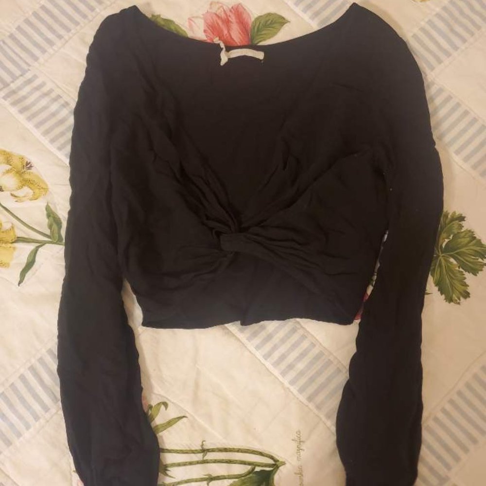 Urban Outfitters Black Wrap Crop Top